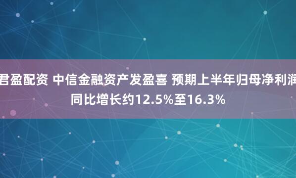 君盈配资 中信金融资产发盈喜 预期上半年归母净利润同比增长约12.5%至16.3%