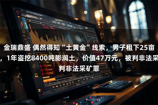 金瑞鼎盛 偶然得知“土黄金”线索，男子租下25亩耕地，1年盗挖8400吨膨润土，价值47万元，被判非法采矿罪