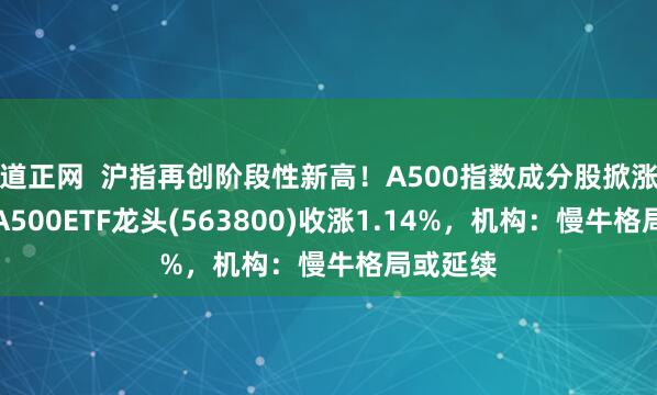 道正网  沪指再创阶段性新高！A500指数成分股掀涨停潮，A500ETF龙头(563800)收涨1.14%，机构：慢牛格局或延续